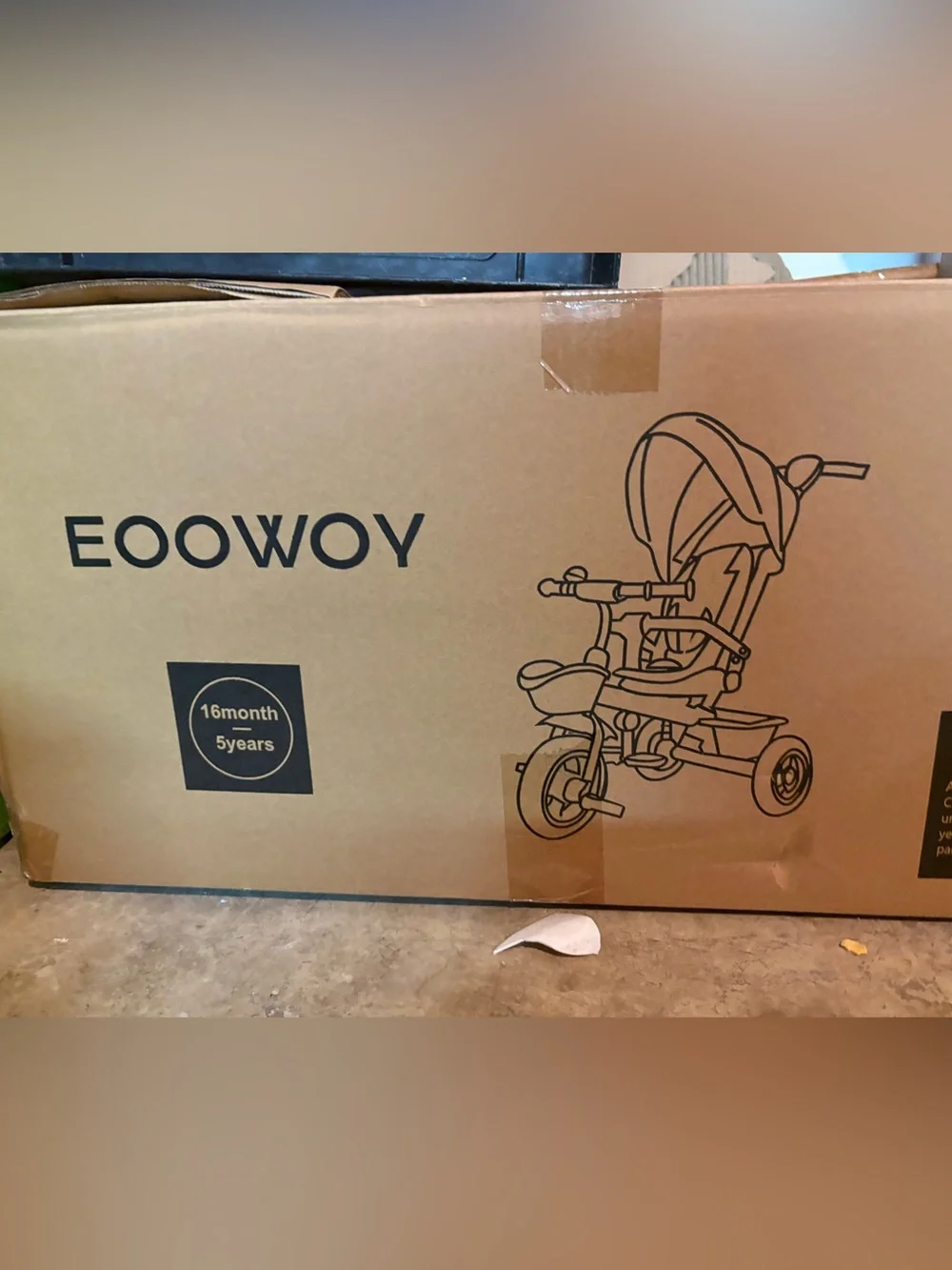 EEOWOY 6 in 1 kids baby tricycle with canopy and dual brakes